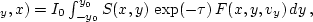 \begin{displaymath}
F(v_r,v_\varphi)=F_0\cdot \exp\Bigg\{ -{(V_\varphi-v_\varphi)^2\o 2c_\varphi^2} - {v_r^2\o 2c_r^2}
\Bigg\}\,,
\end{displaymath}
