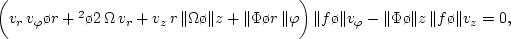 \begin{displaymath}
v_r = V_r,\quad v_\varphi = V_\varphi - r\,\Omega,\quad v_z = V_z
\,. %\eqno(2.1.6)
\end{displaymath}